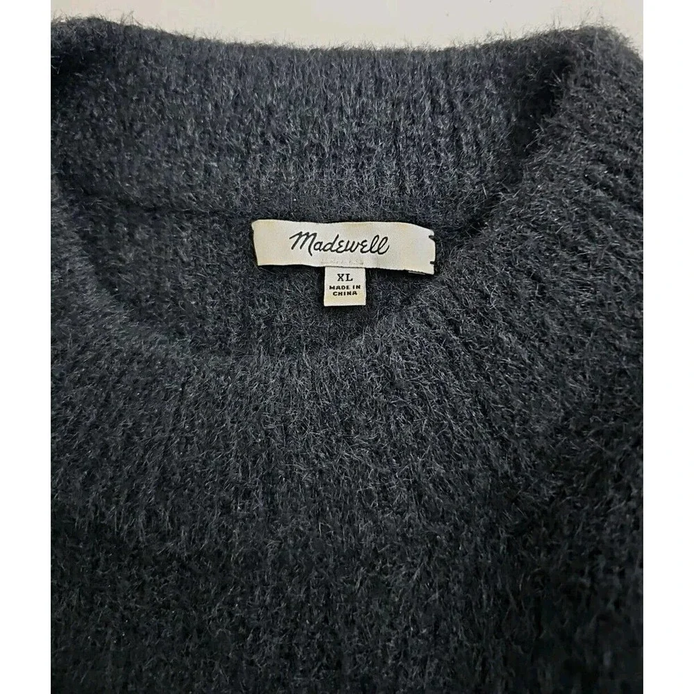 Madewell ~Woman Size XL~ Black Knit Pullover Sweater Crewneck Wool Blend.